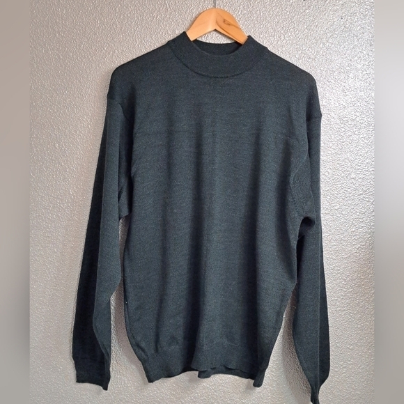 Brandini Men's Forest Green 100% Extra Fine Merino Wool Sweater - Picture 3 of 6